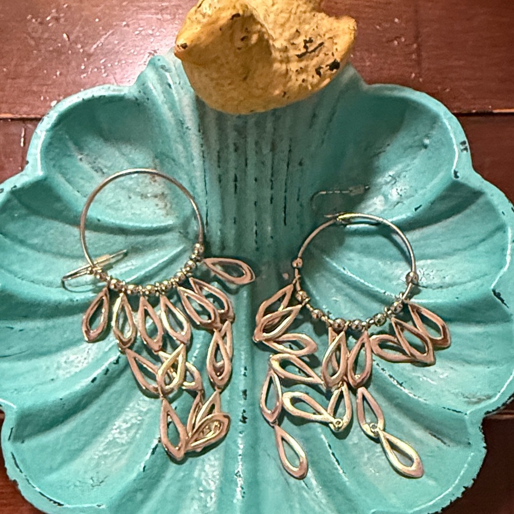 Elegant Silver Leaf Dangle Earrings